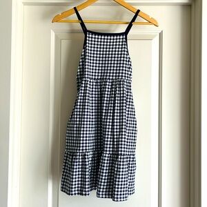Old Navy White and Navy Checkerboard Print Tiered Midi Dress - Size 8